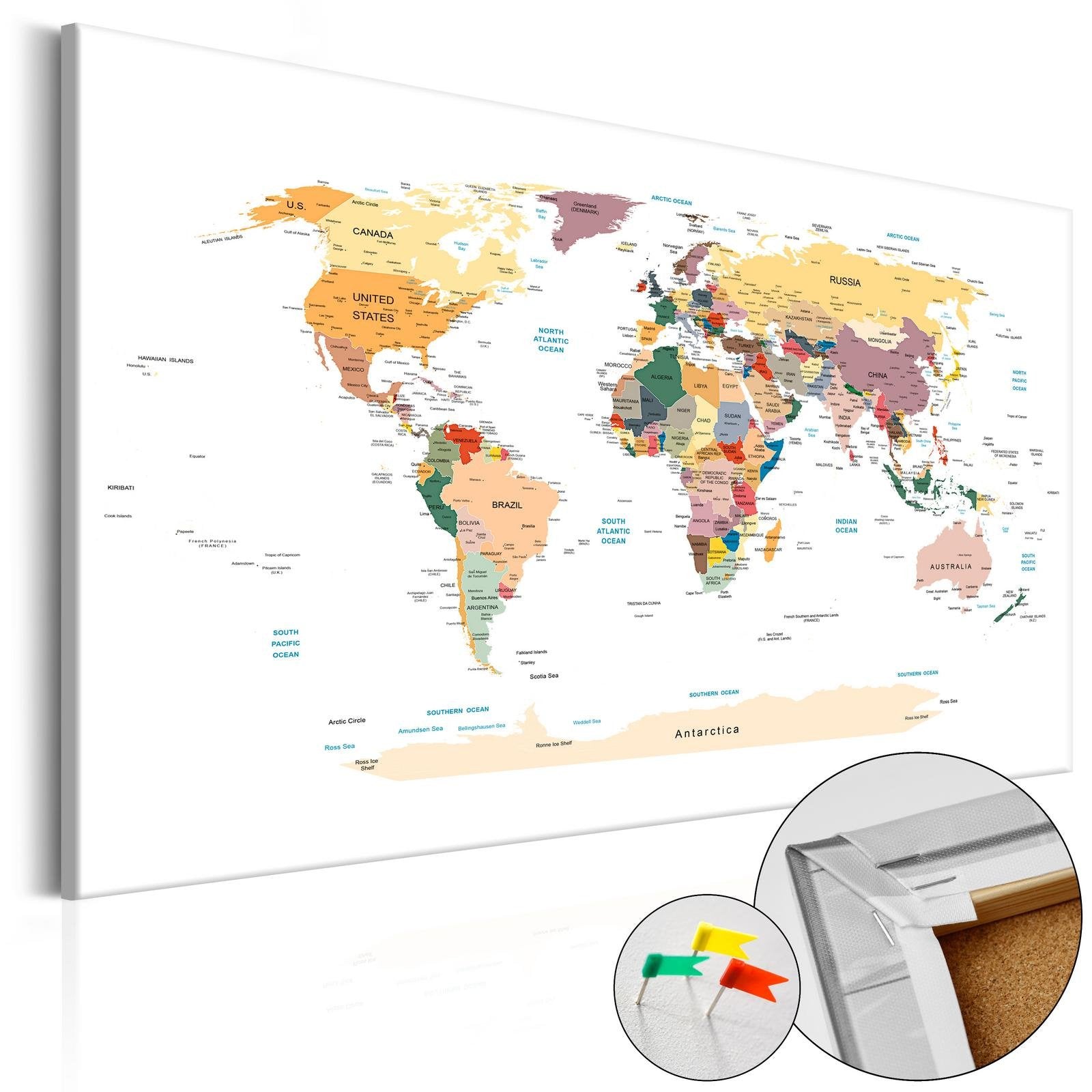 Decorative Pinboard - World Map [Cork Map]-TipTopHomeDecor