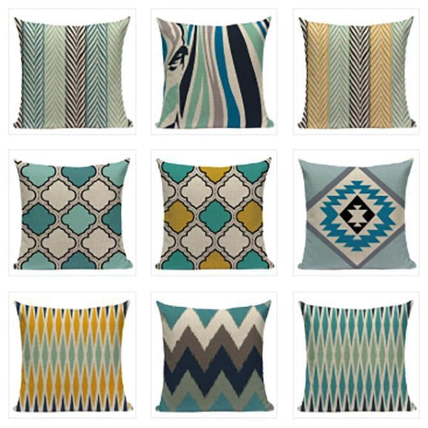 Yellow Turquoise Pillow Covers-TipTopHomeDecor