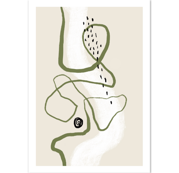Black Beige Green Abstract Art Poster Nr. 1