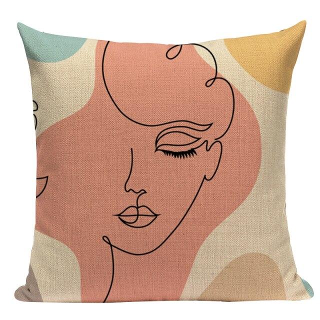 Abstract Face Line Art Cushions Covers-TipTopHomeDecor