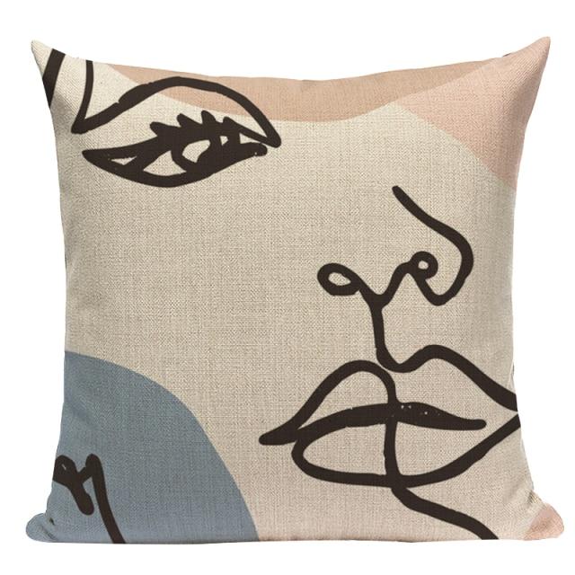 Abstract Face Line Art Cushions Covers-TipTopHomeDecor