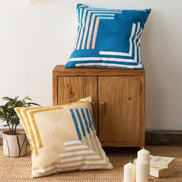 Abstract Geometric Blush Mustard Blue Cushion Covers-TipTopHomeDecor