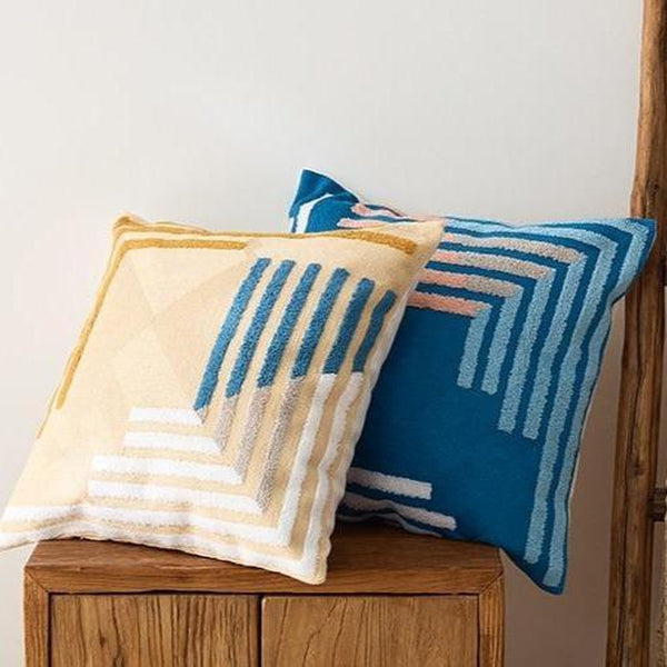 Abstract Geometric Blush Mustard Blue Cushion Covers-TipTopHomeDecor