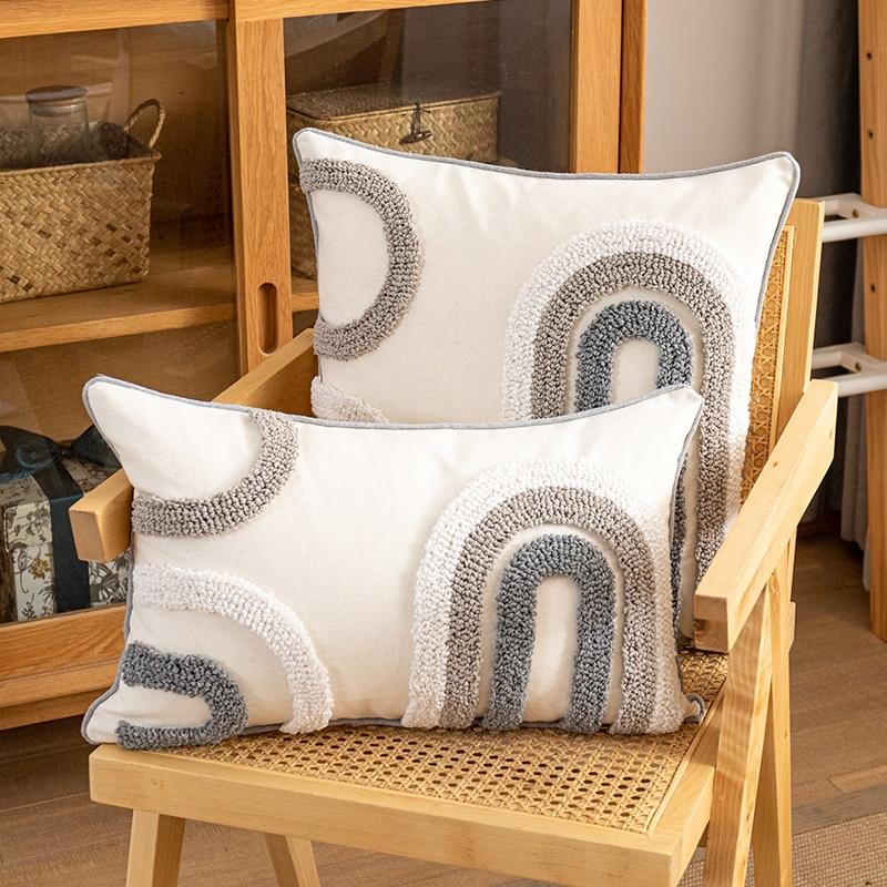 Abstract Grey Beige Neutral Bohemian Cushion Covers Tiptophomedecor