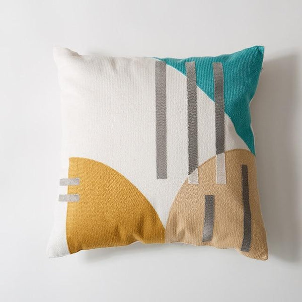 Abstract Grey Stripes Cotton Thread Embroidered Pillow Covers-TipTopHomeDecor