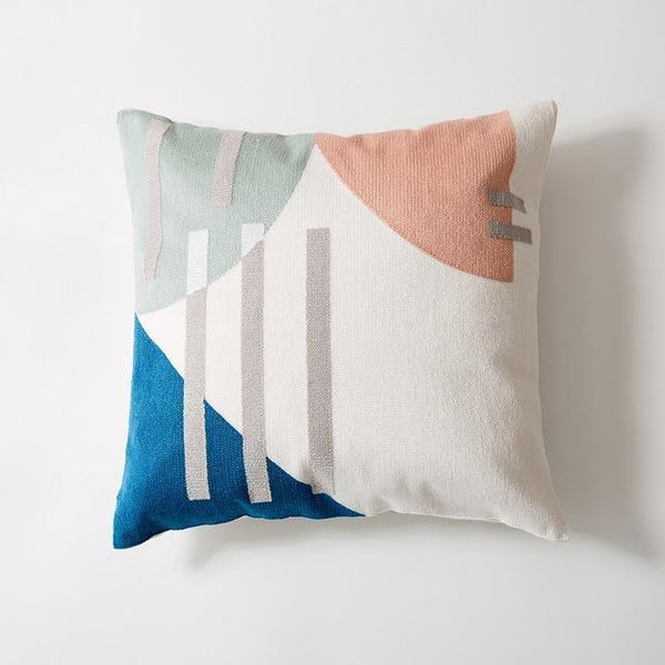 Abstract Grey Stripes Cotton Thread Embroidered Pillow Covers-TipTopHomeDecor