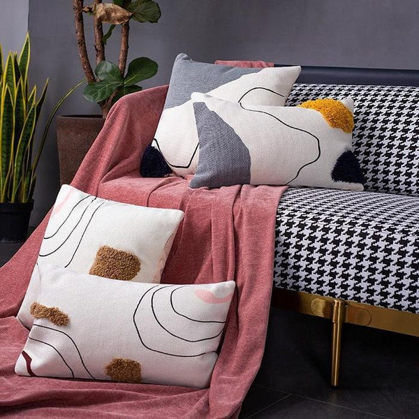 Abstract Lines Embroidered Cushion Covers-TipTopHomeDecor