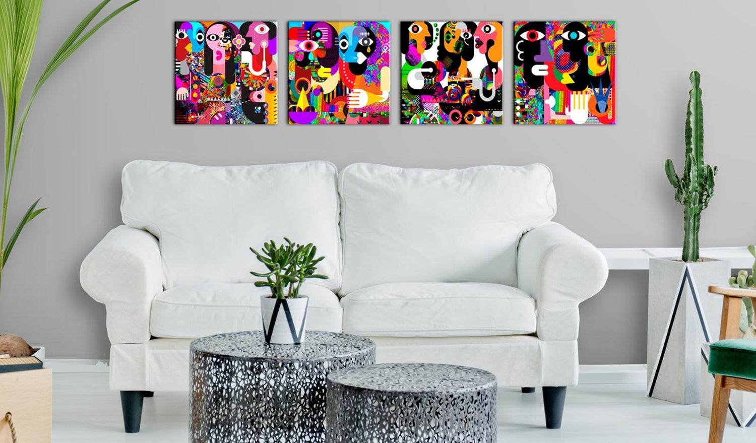 Abstract Stretched Canvas Art - Abstract Conversations-Tiptophomedecor