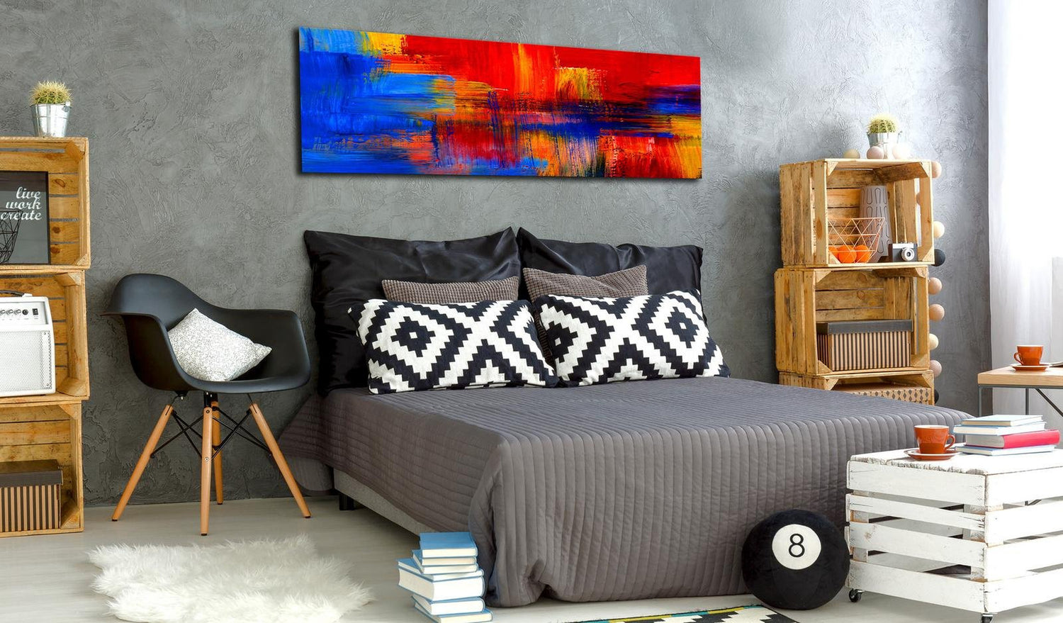 Abstract Stretched Canvas Art - Colour Of Passion-Tiptophomedecor