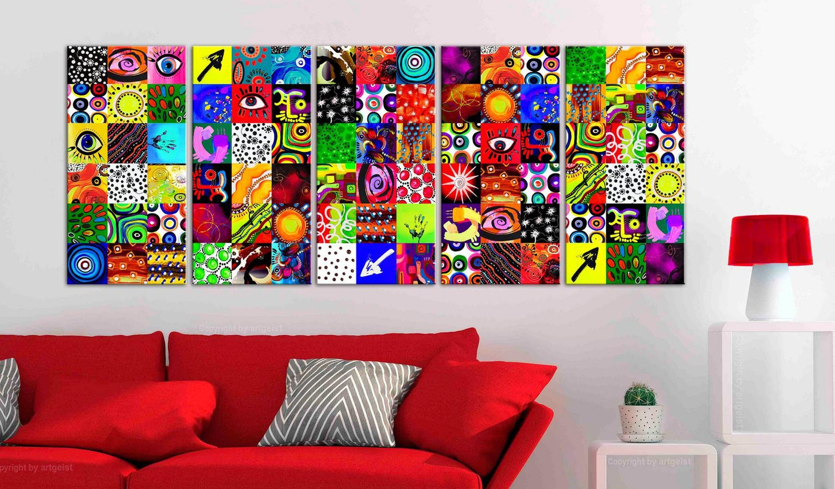 Abstract Stretched Canvas Art - Colourful Abstraction-Tiptophomedecor