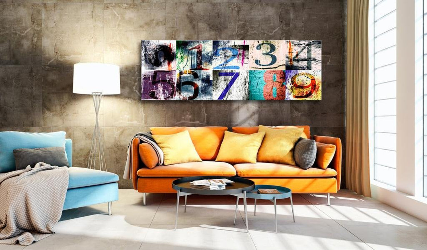 Abstract Stretched Canvas Art - Colourful Numbers-Tiptophomedecor