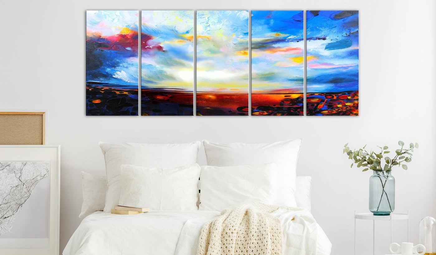 Abstract Stretched Canvas Art - Colourful Sky Narrow-Tiptophomedecor