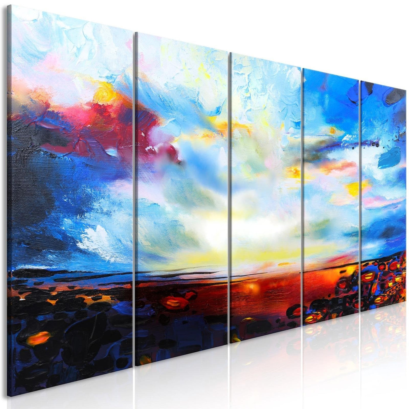 Abstract Stretched Canvas Art - Colourful Sky Narrow-Tiptophomedecor