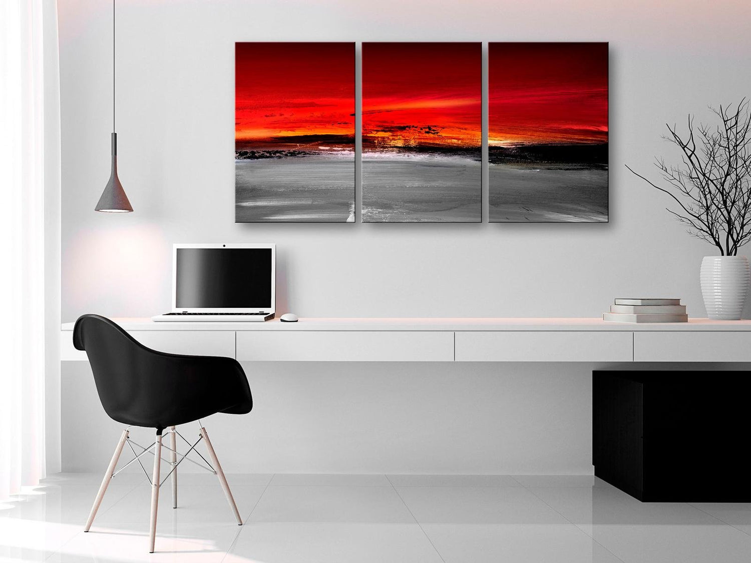 Abstract Stretched Canvas Art - Crimson Landscape-Tiptophomedecor