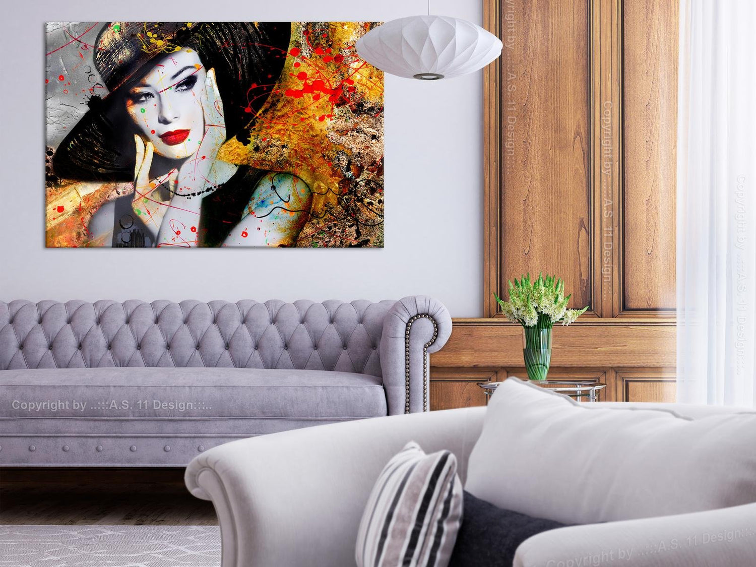 Abstract Stretched Canvas Art - Elegant Lady Wide-Tiptophomedecor