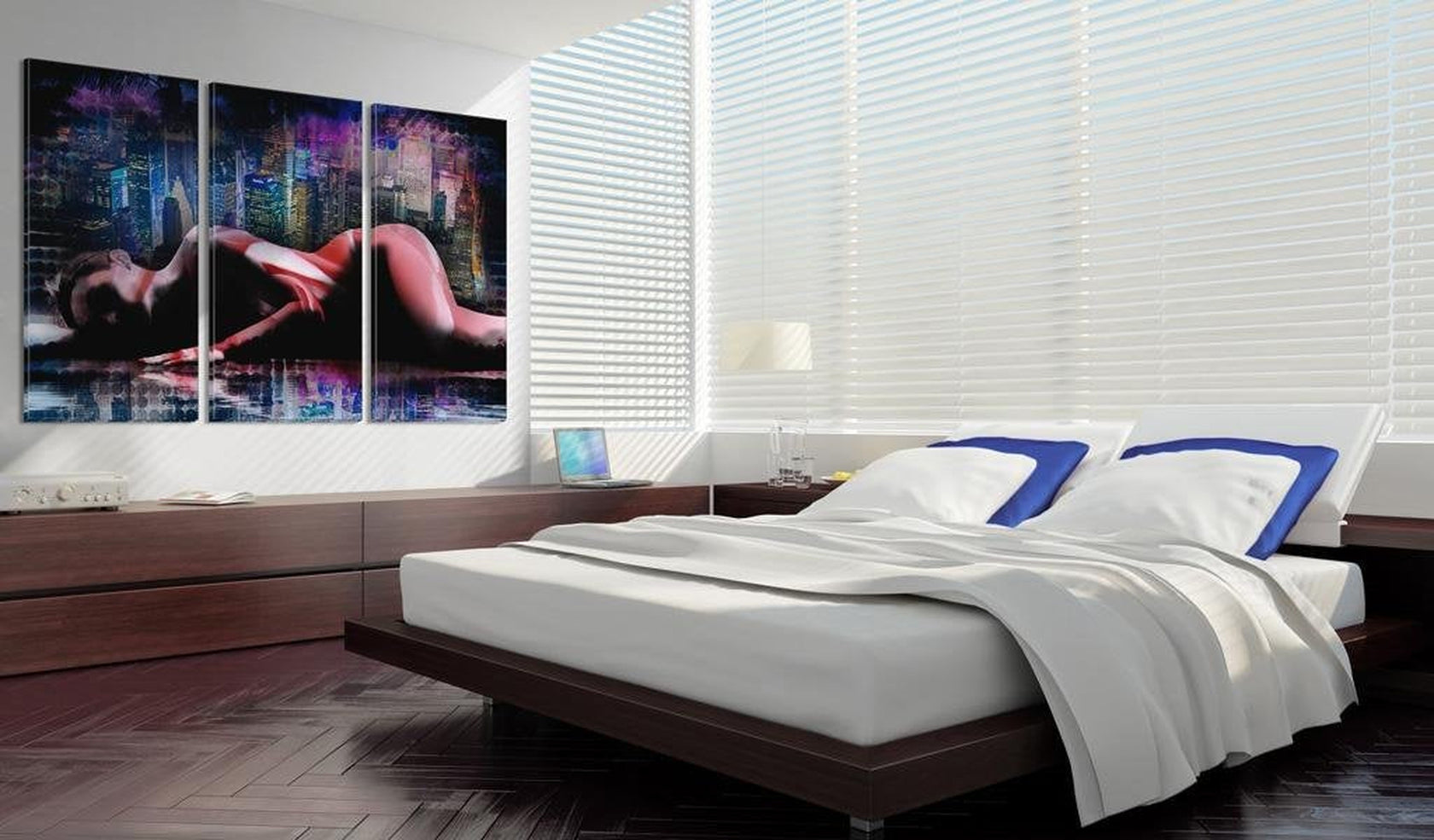 Abstract Stretched Canvas Art - Intimacy In The Big City-Tiptophomedecor