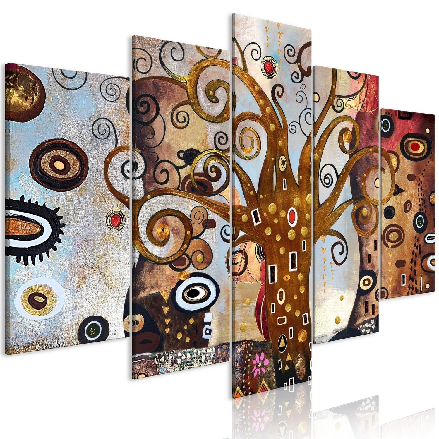Abstract Stretched Canvas Art - Joy Of Life 5 Piece-Tiptophomedecor