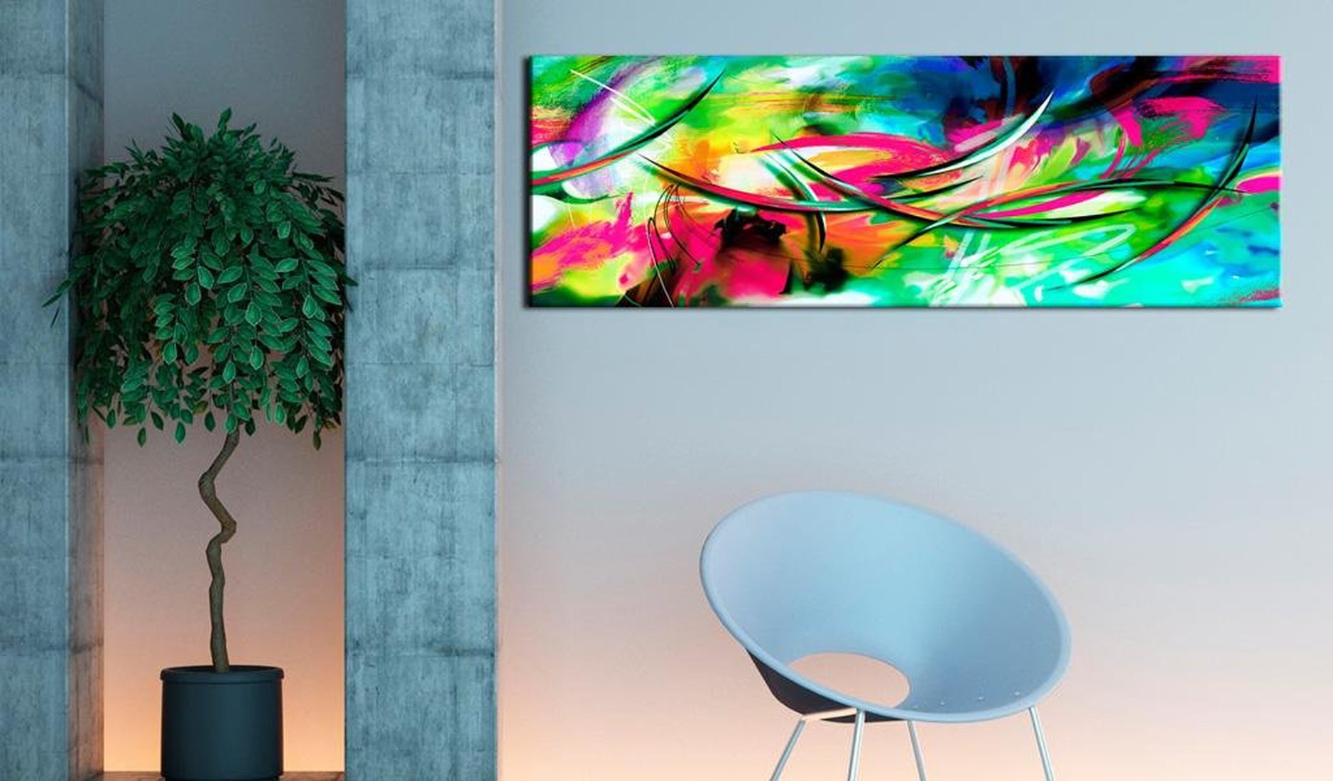 Abstract Stretched Canvas Art - Madness Of Color-Tiptophomedecor