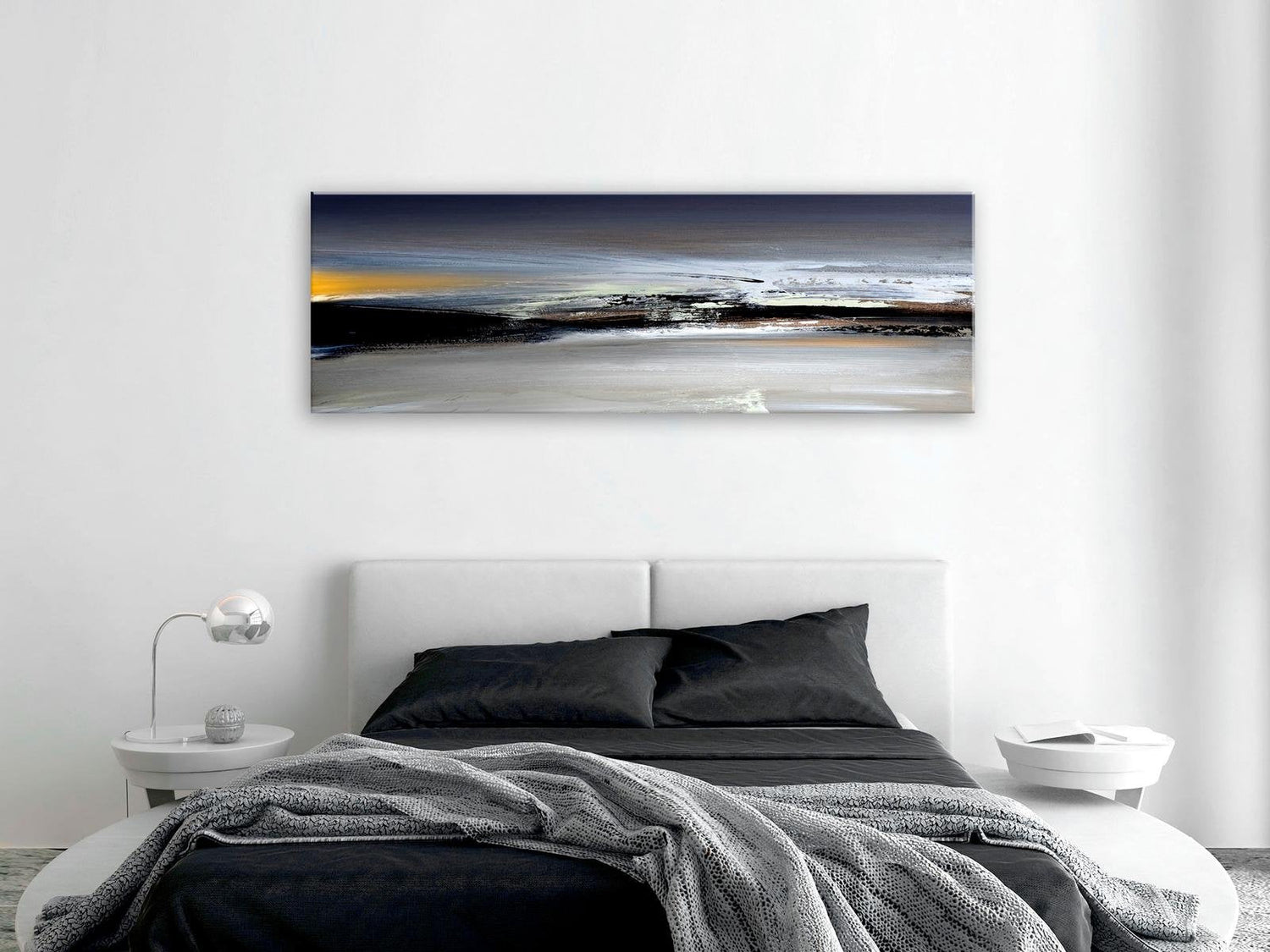 Abstract Stretched Canvas Art - Marine Elegance Narrow-Tiptophomedecor