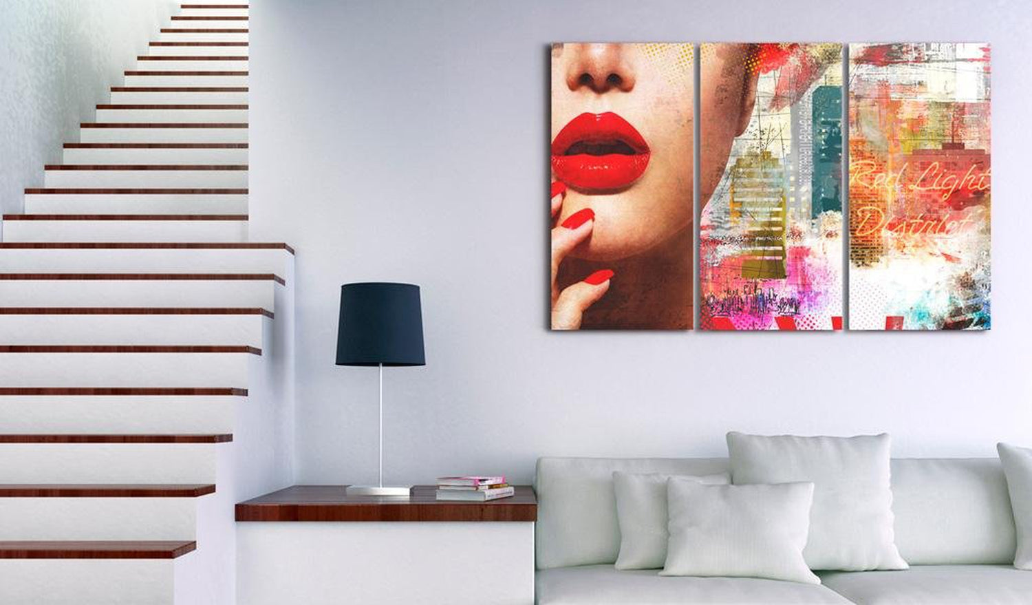 Abstract Stretched Canvas Art - Red Light District-Tiptophomedecor
