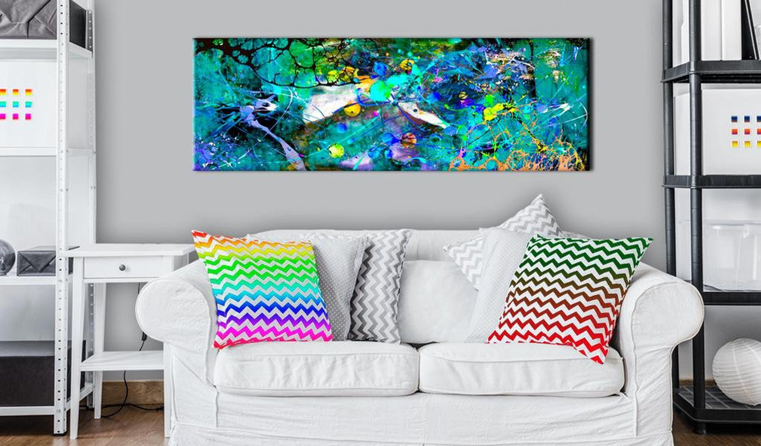 Abstract Stretched Canvas Art - Sapphire Jungle-Tiptophomedecor