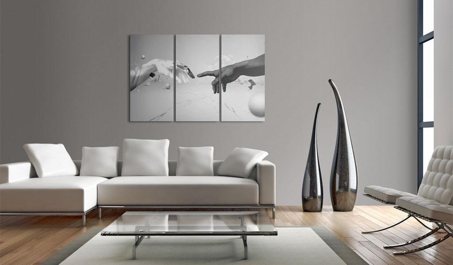 Abstract Stretched Canvas Art - Touch In Black-And-White-Tiptophomedecor