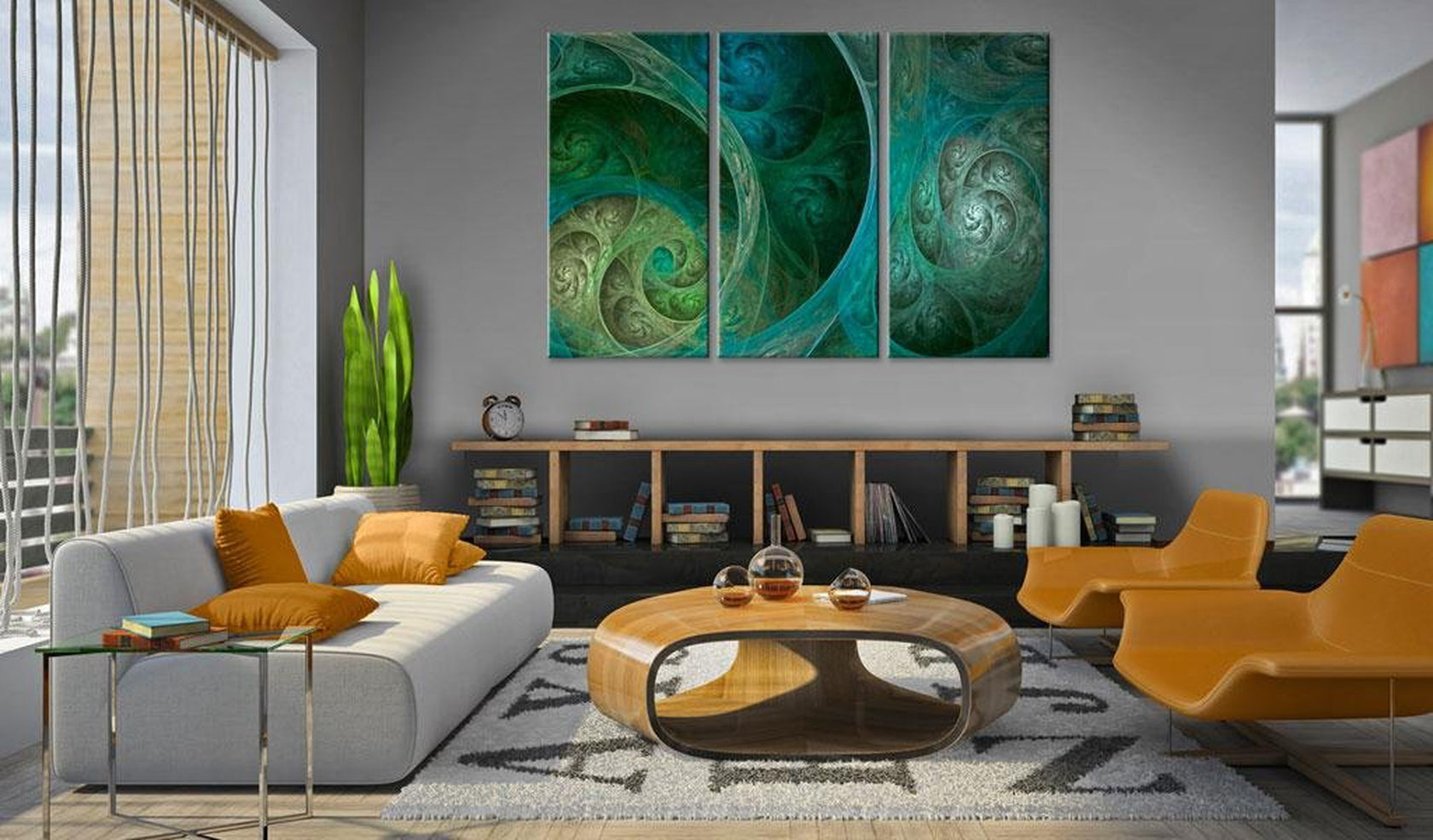 Abstract Stretched Canvas Art - Turquoise Oriental Inspiration-Tiptophomedecor