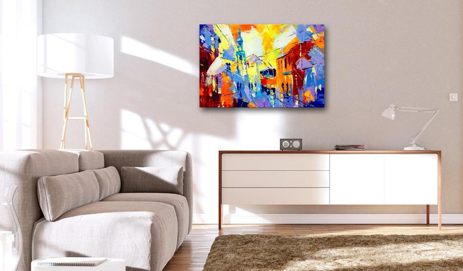 Abstract Stretched Canvas Print - Colours Of The City-Tiptophomedecor