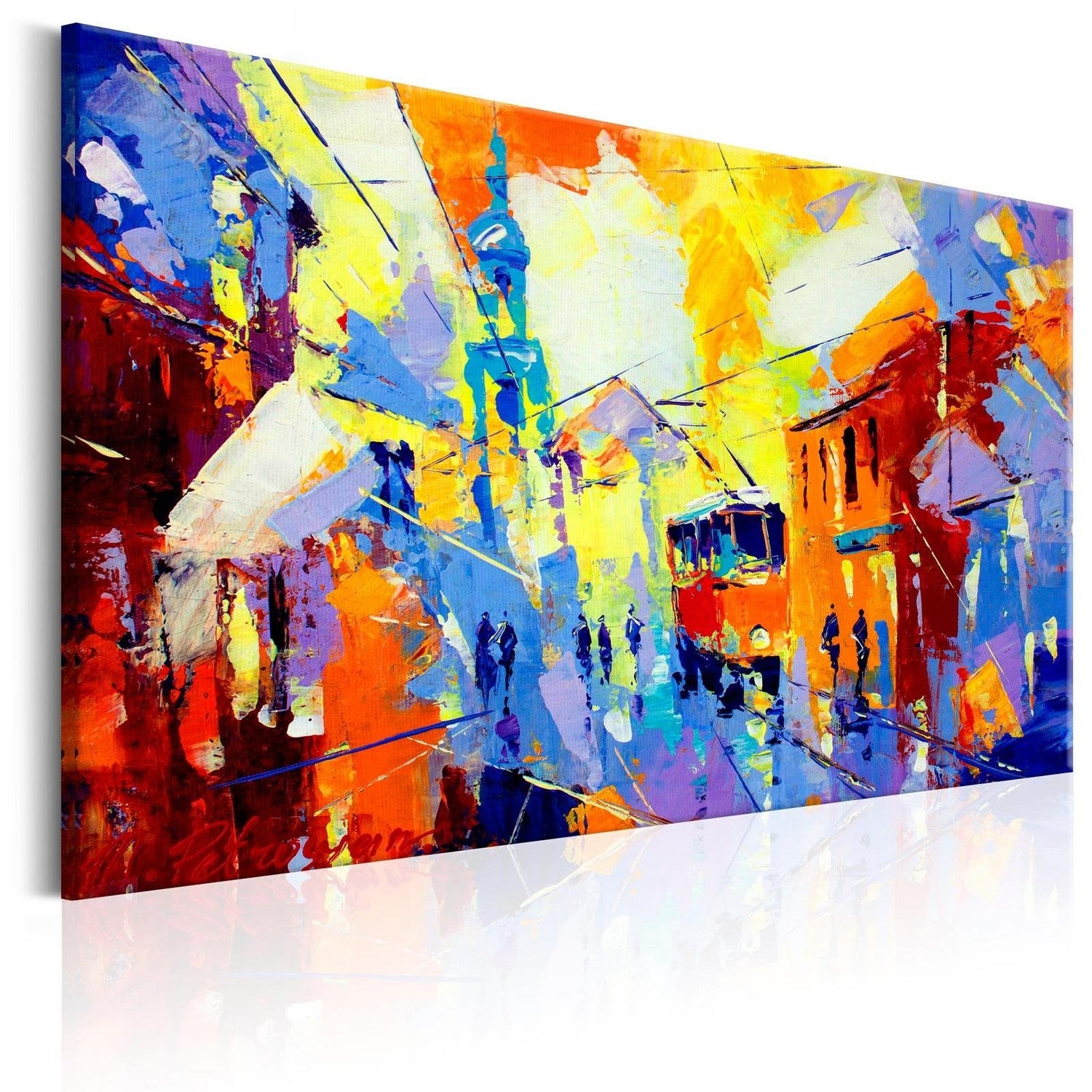 Abstract Stretched Canvas Print - Colours Of The City-Tiptophomedecor