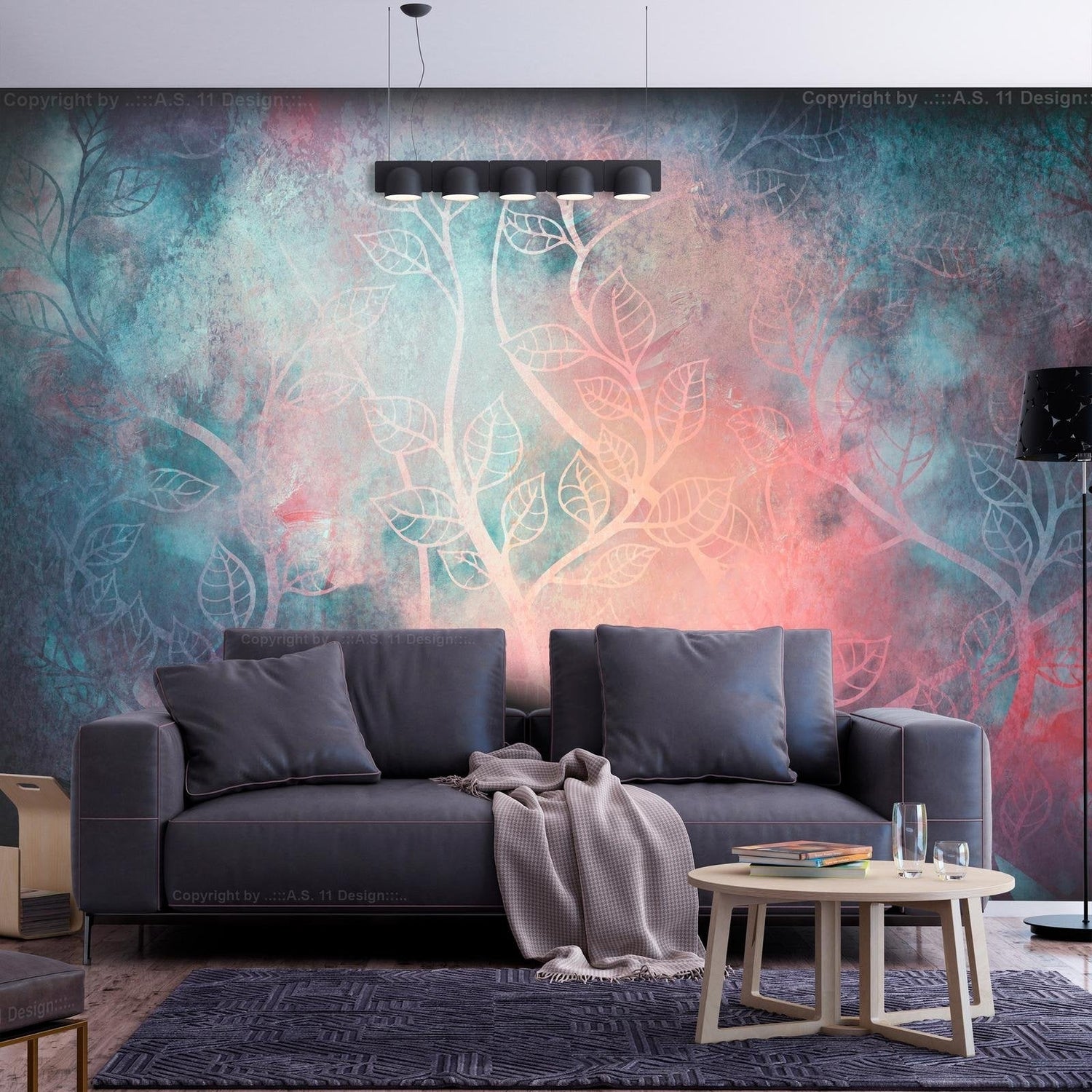 Abstract Wall Mural - Jungle In Pink & Blue-Tiptophomedecor