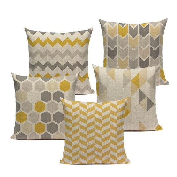 Abstract Yellow Grey Pillow Cases-TipTopHomeDecor