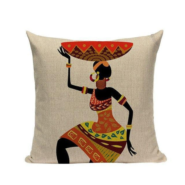 African Woman Tribal Ethnic Colorful Art Cushion Covers-Tiptophomedecor