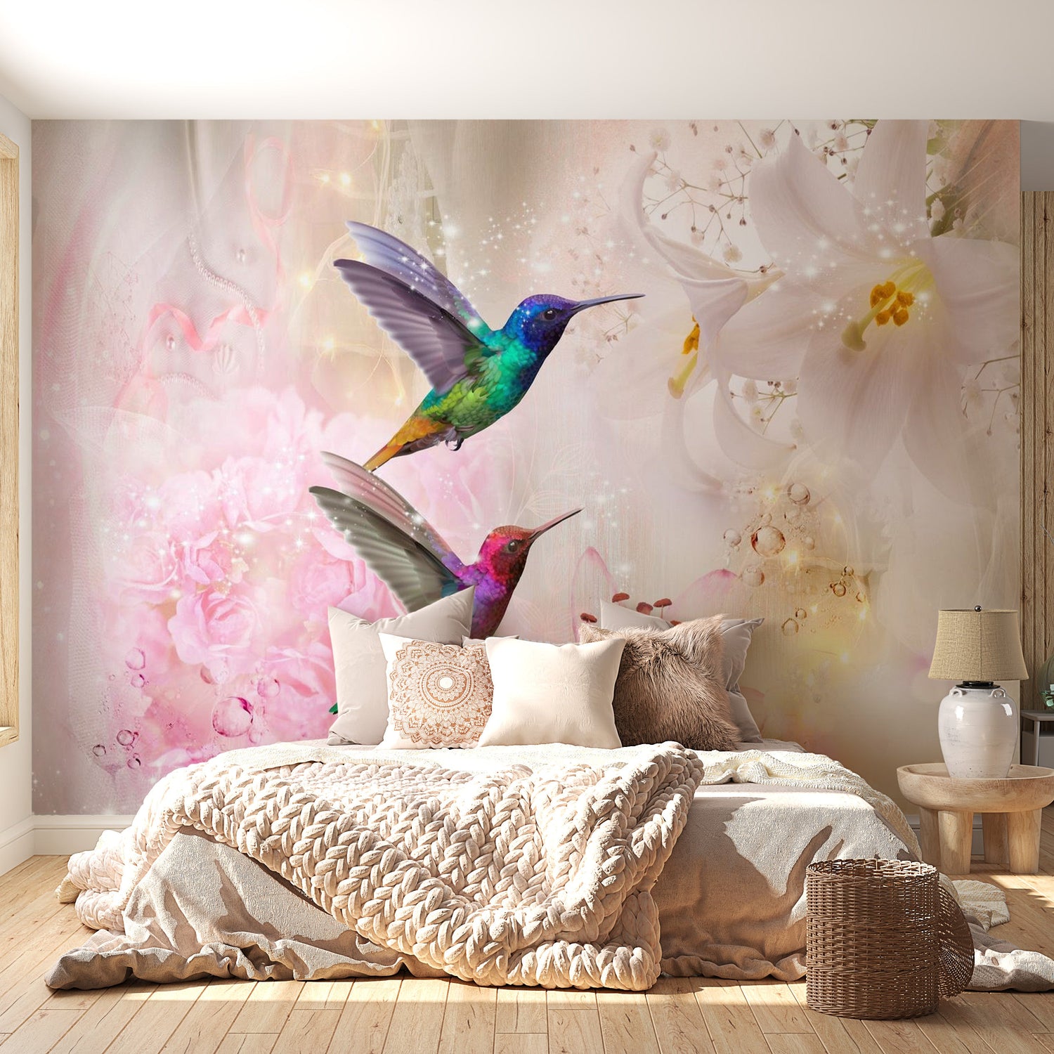 Wall mural - Colourful Hummingbirds (Pink)-TipTopHomeDecor