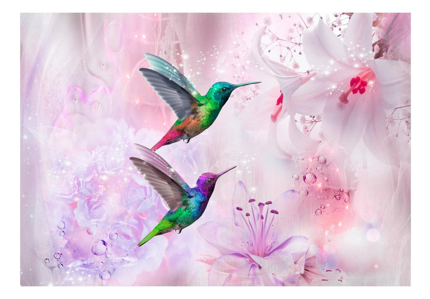 Wall mural - Colourful Hummingbirds (Purple)-TipTopHomeDecor