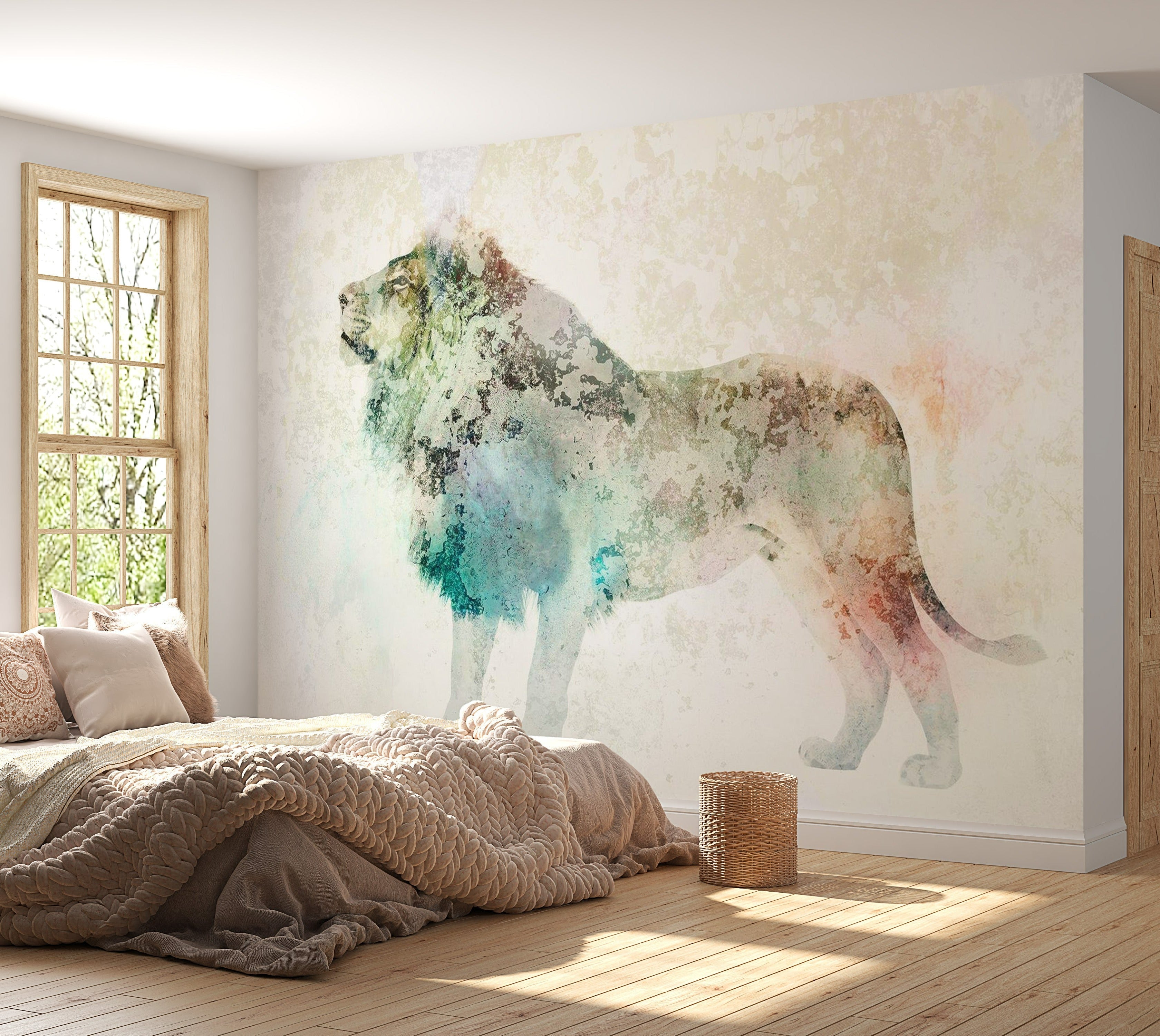 Animal Wall Mural - Colourful King-Tiptophomedecor