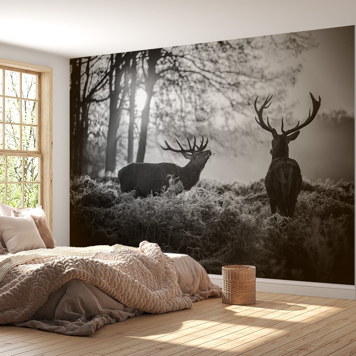 Animal Wall Mural - Deers In The Morning-Tiptophomedecor