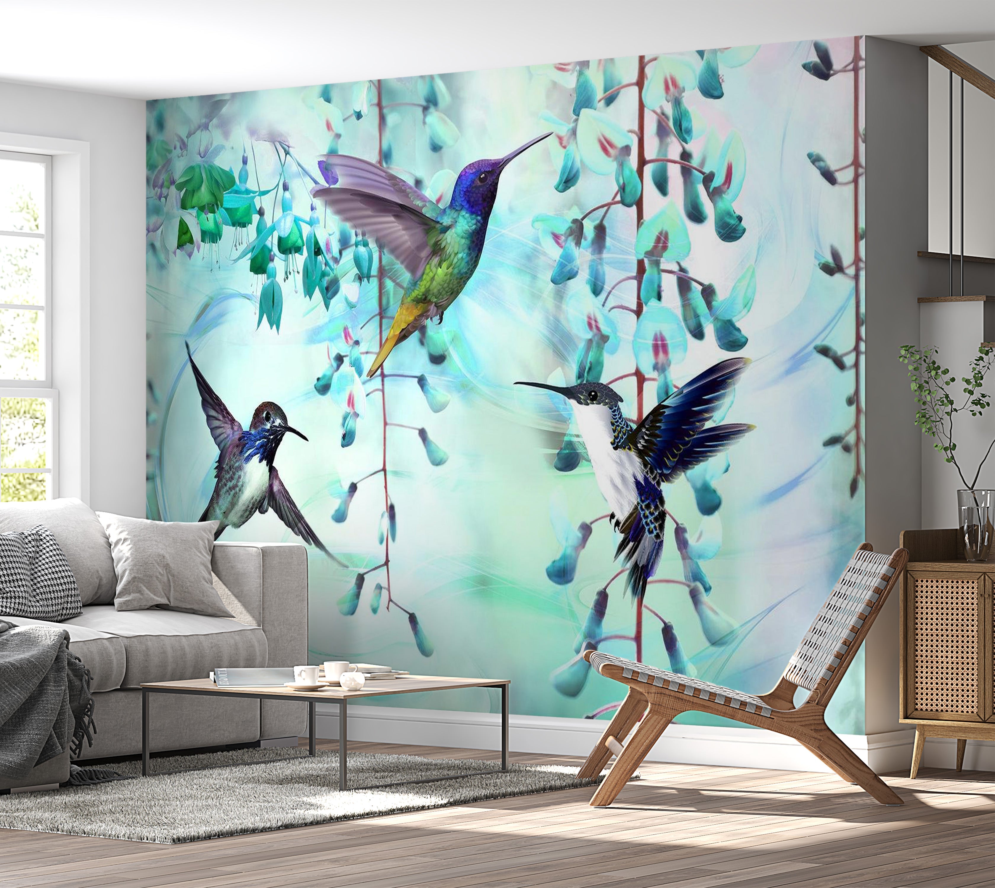 Wall mural - Flying Hummingbirds (Green)-TipTopHomeDecor