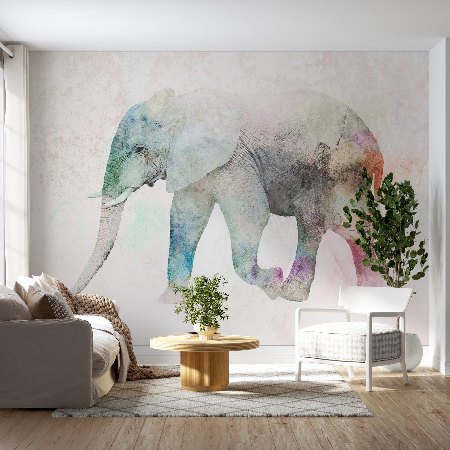 Animal Wall Mural - Painted Elephant-Tiptophomedecor