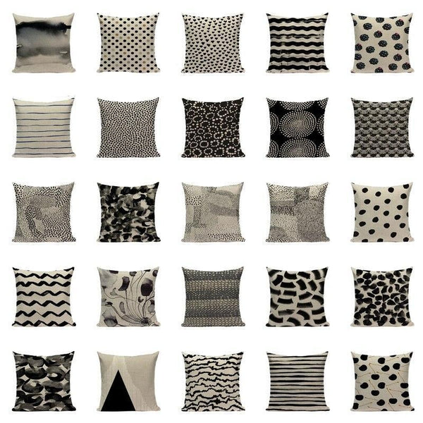 Artistic Black and White Patterns Cushion Covers-Tiptophomedecor-Interior-Design-Home-Decor
