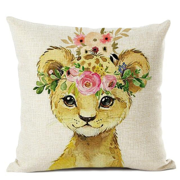 Baby Animal Flowers Nursery Cushion Covers-TipTopHomeDecor
