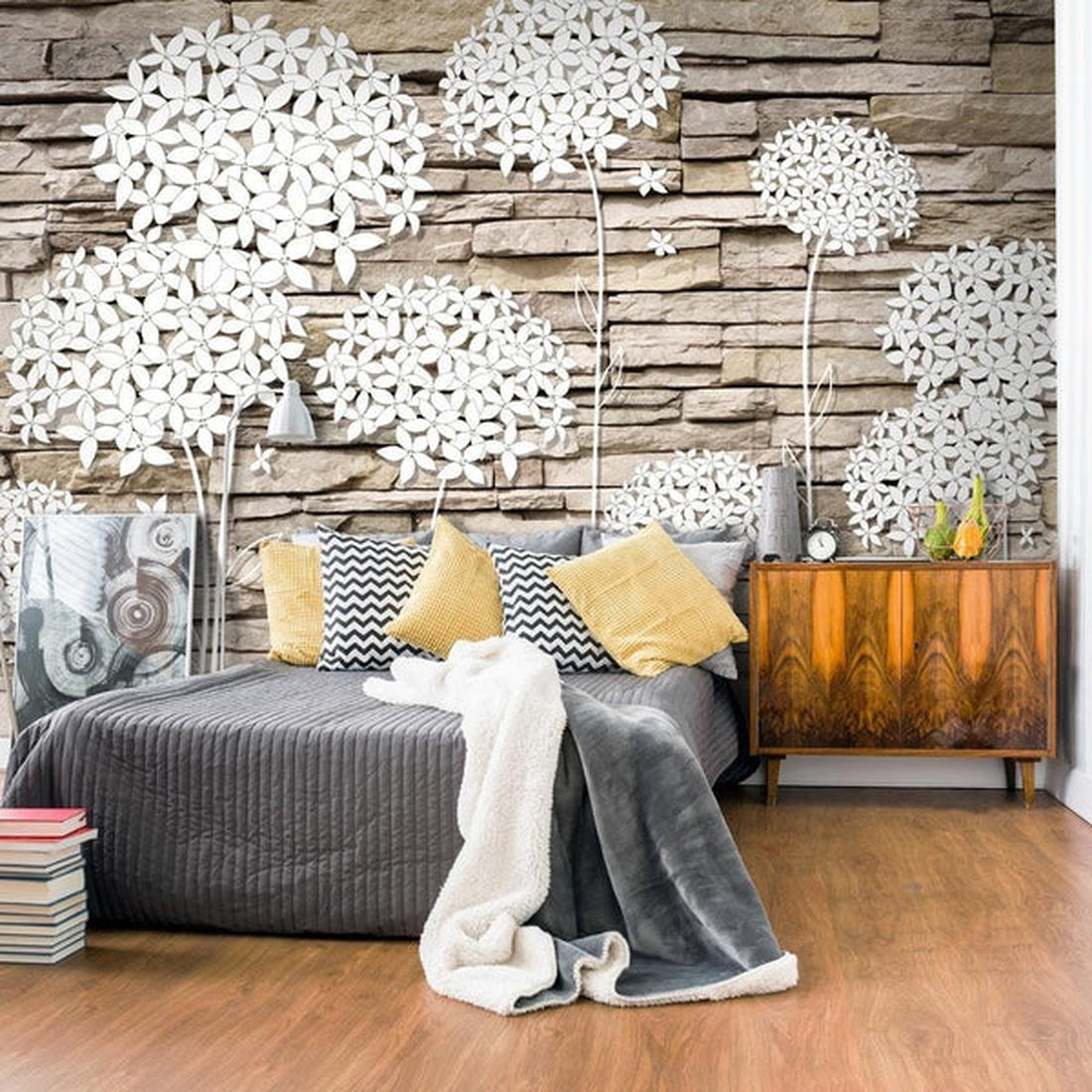 Wall mural - Flowers on the Stone-TipTopHomeDecor