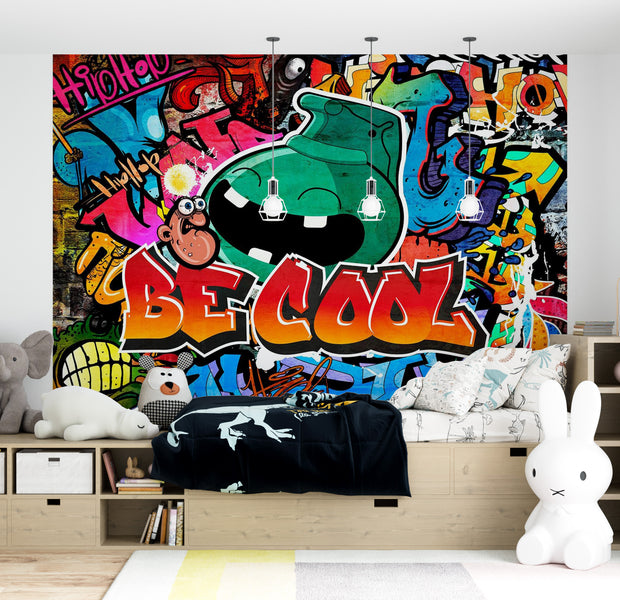 Peel & Stick Street Art Wall Mural - Be Cool Graffiti - Removable Wall Decals