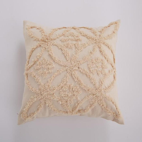 Beige Bohemian Natural Embroidered Floral Cushion Covers-TipTopHomeDecor