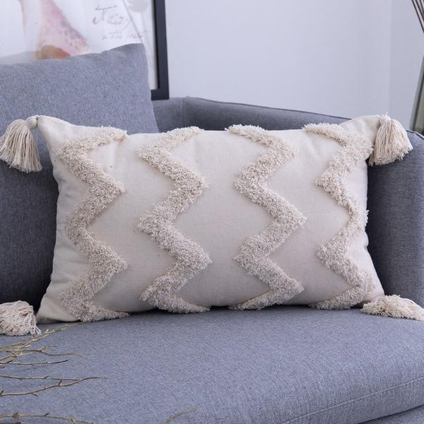 Beige Natural Embroidered Aesthetic Bohemian Cushion Covers-TipTopHomeDecor