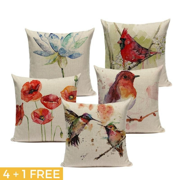 Watercolor Bird Cushion Covers-TipTopHomeDecor