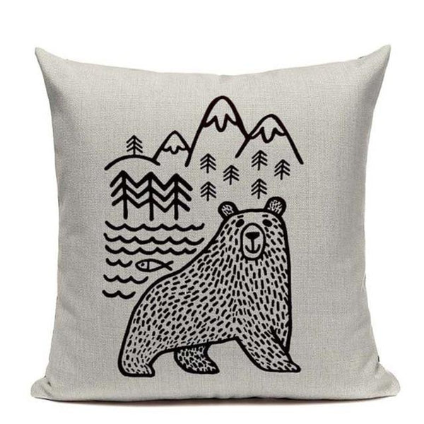 Black and White Cartoon Animal Nordic Throw Pillow Cases-Tiptophomedecor-Interior-Design-Home-Decor