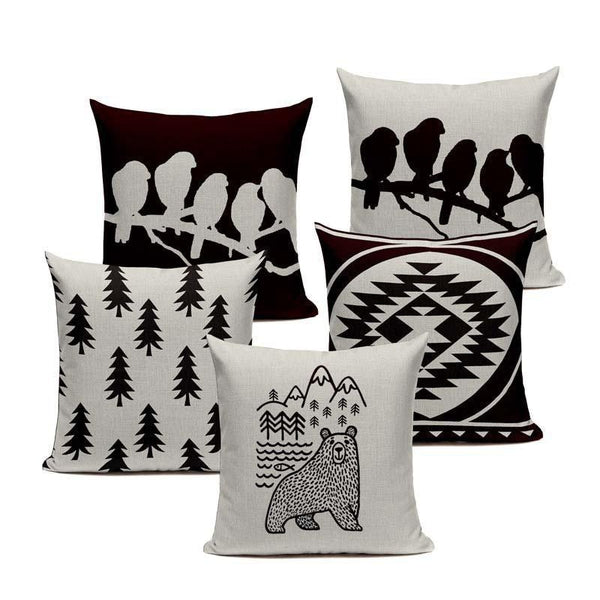 Black and White Cartoon Animal Nordic Throw Pillow Cases-Tiptophomedecor-Interior-Design-Home-Decor