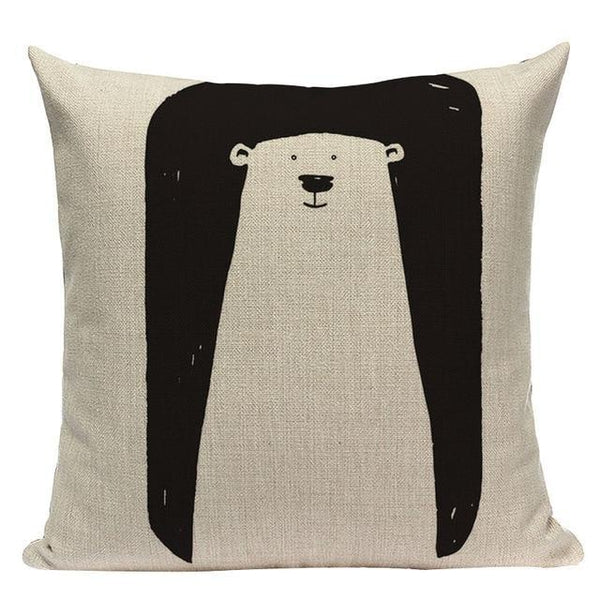Black And White Funny Cartoon Animals Cushion Covers-TipTopHomeDecor