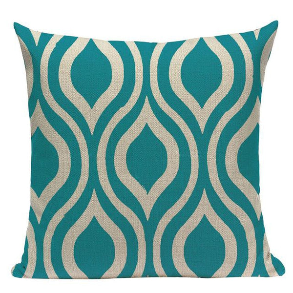 Black And White Turquoise Grey Geometric Throw Pillow Cases-Tiptophomedecor