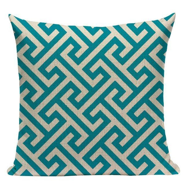 Black And White Turquoise Grey Geometric Throw Pillow Cases-Tiptophomedecor